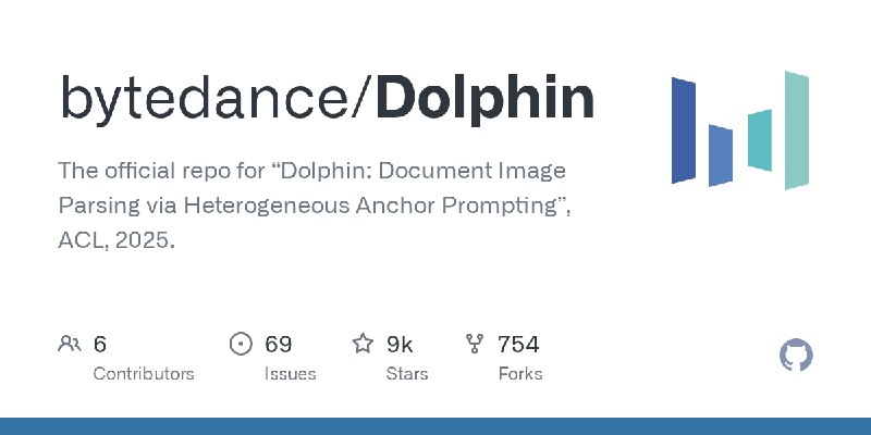 GitHub - bytedance/Dolphin: The official repo for “Dolphin: Document Image Parsing via Heterogeneous Anchor Prompting”, ACL, 2025.